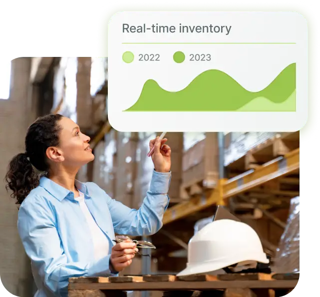 Worker in warehouse doing inventory