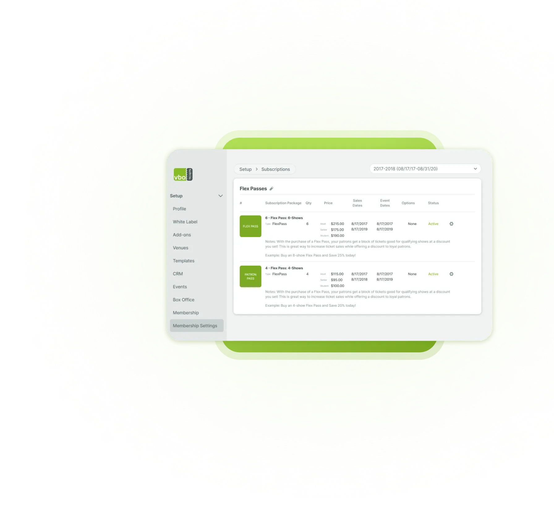 Flex Pass subscription for most flexible ticketing options.